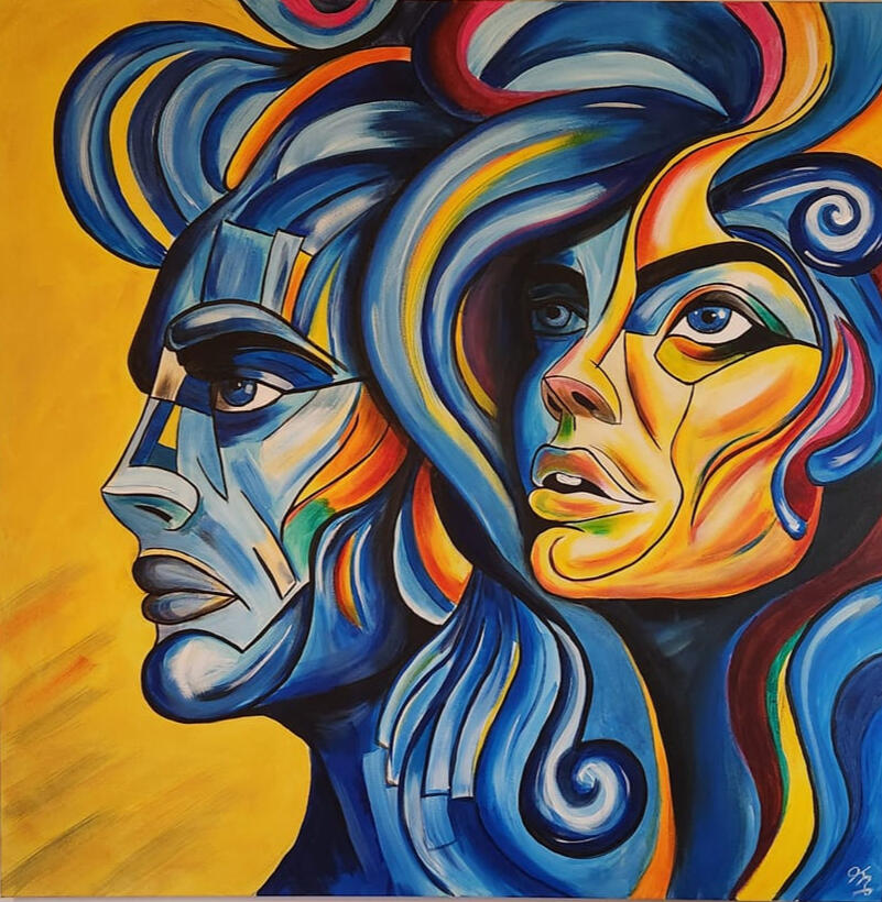 couleur, art, visage coloré, peinture toile, artiste