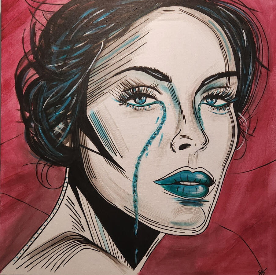 couleur, art, visage coloré, peinture toile, artiste, femme