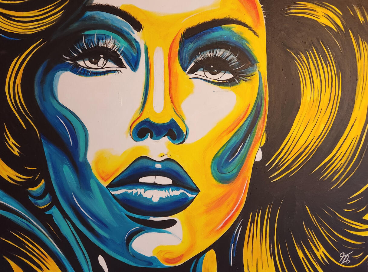 couleur, art, visage coloré, peinture toile, artiste, femme