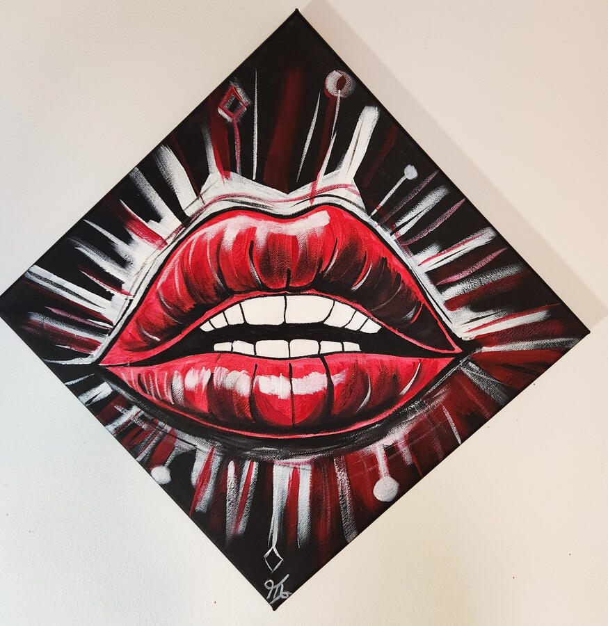 couleur, art, bouche coloré, peinture toile, artiste, femme