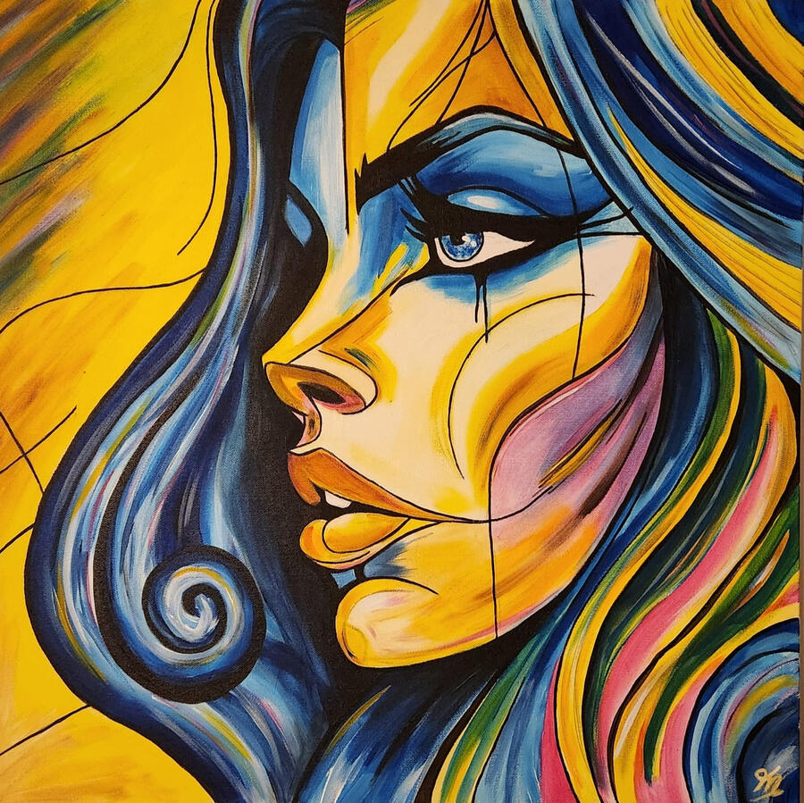 couleur, art, visage coloré, peinture toile, artiste, femme